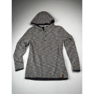 Outpost Makers Mens Gray Marled Knit Henley Hoodie Pullover Size Medium